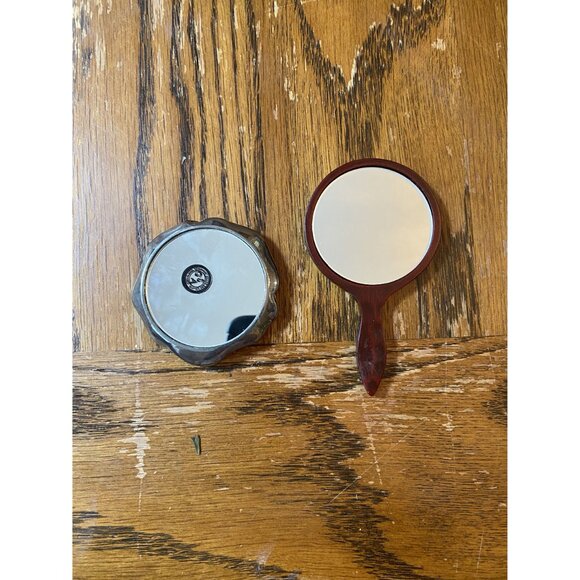 Vintage Handheld & Compact Mirrors Set Goderings Silver Art Co Rose Mirror - Picture 2 of 10